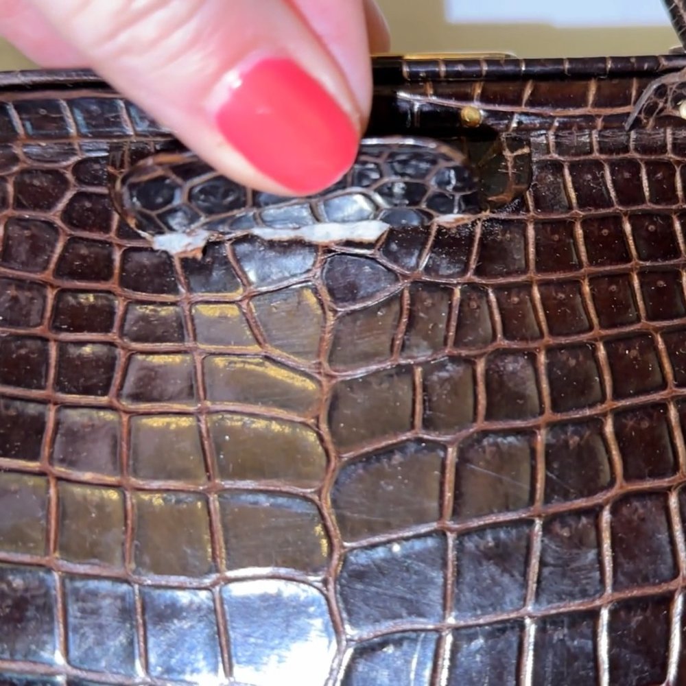 ❌❌ Hermes Crocodile Doctor's Bag Sac Mallette Marron Fonce Shiny Vintage tote - Picture 16 of 16